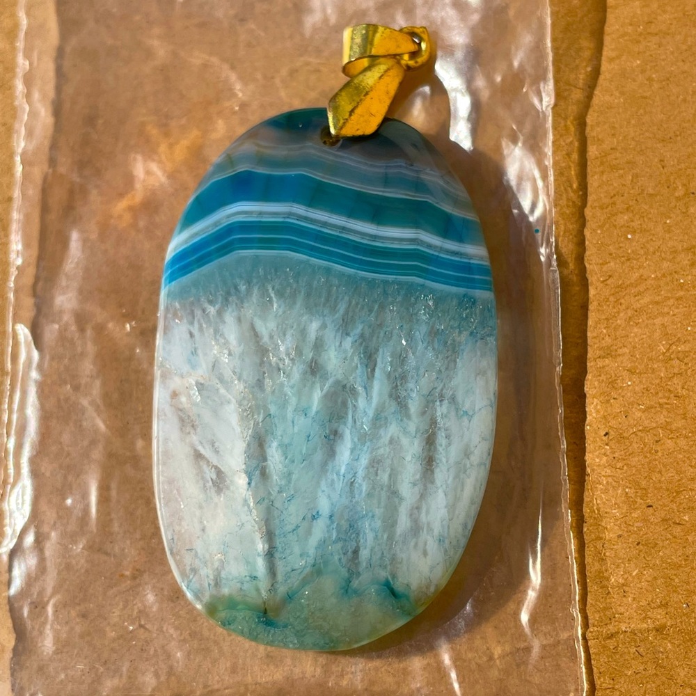 Aquamarine Translucent Polished Stone Pendant